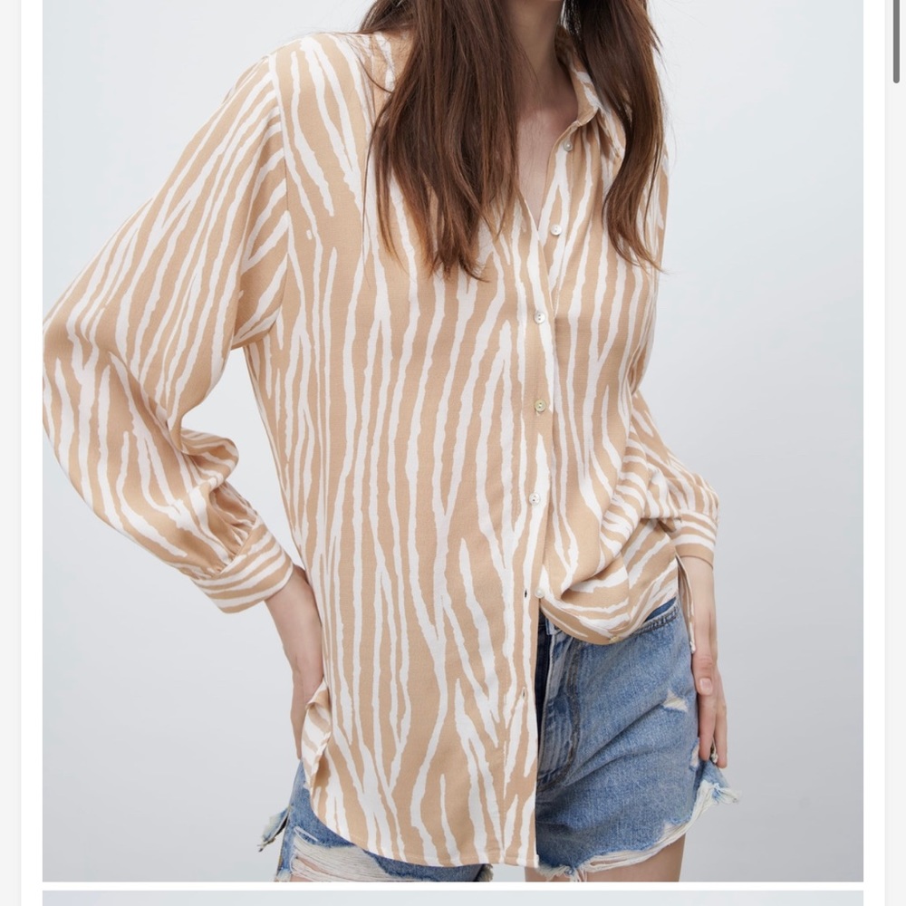 ZARA Animal Print Button up Blouse